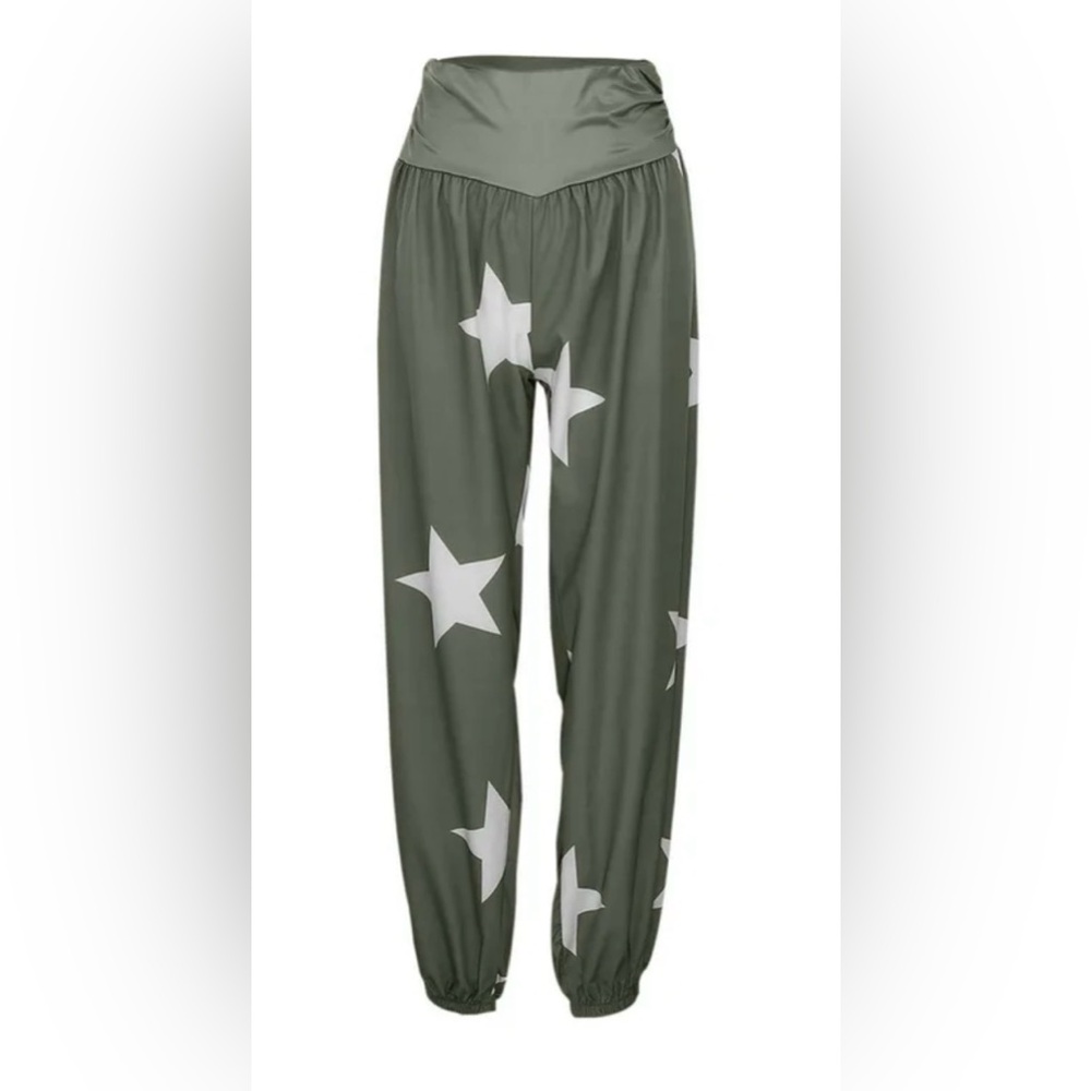 Olive Star Print Joggers for Women